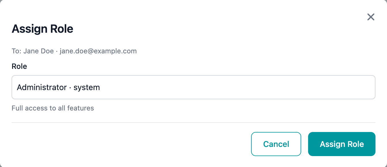 Assign Role dialog