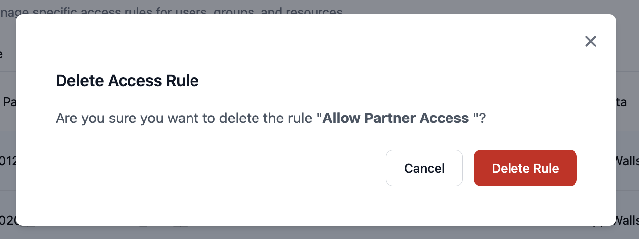 Delete confirmation dialog