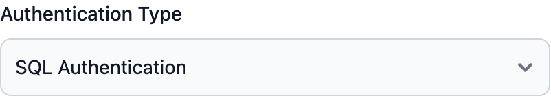 SQL Authentication selected