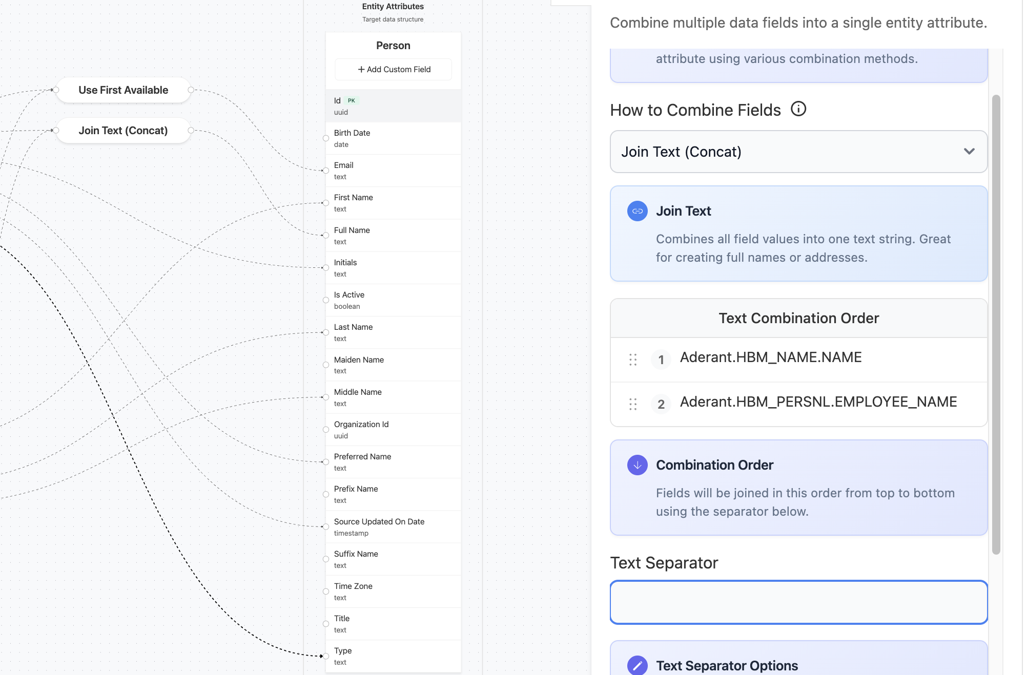 View and re-order source fields