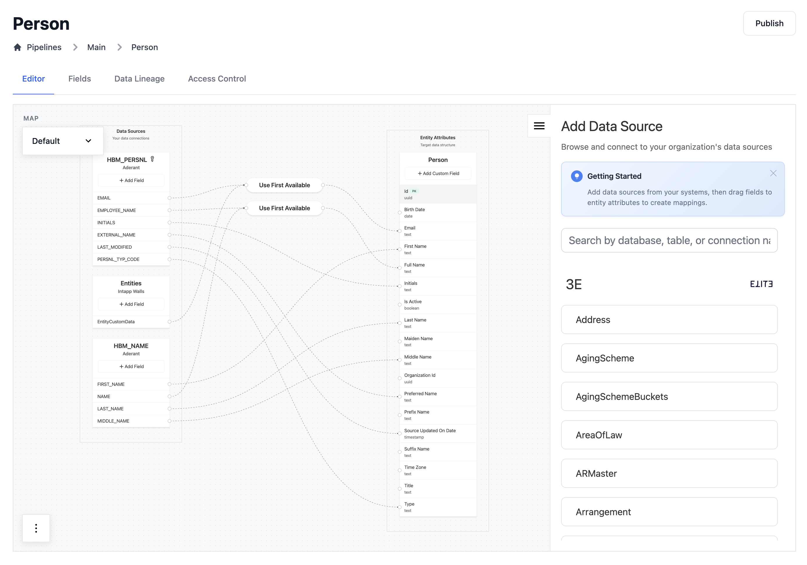 Full mapping editor interface with labeled sections