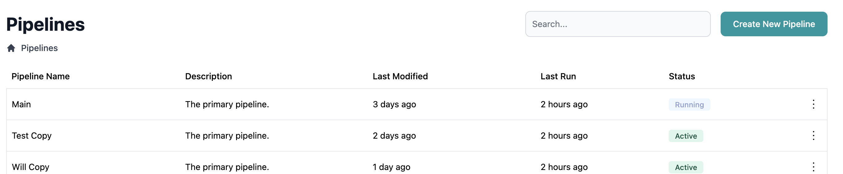 Pipeline showing Running status