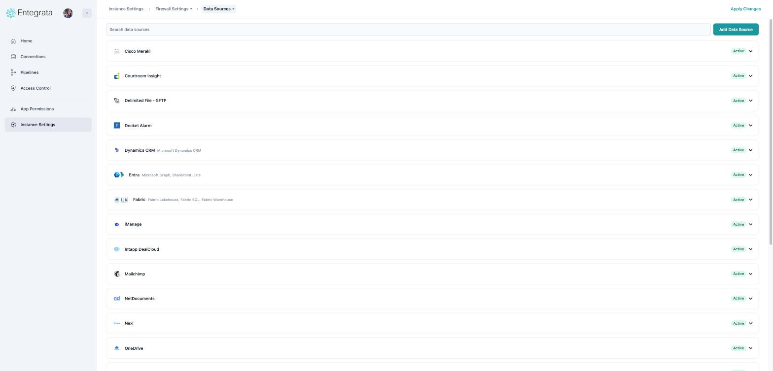 Firewall settings with breadcrumb crumbs and a wide search box