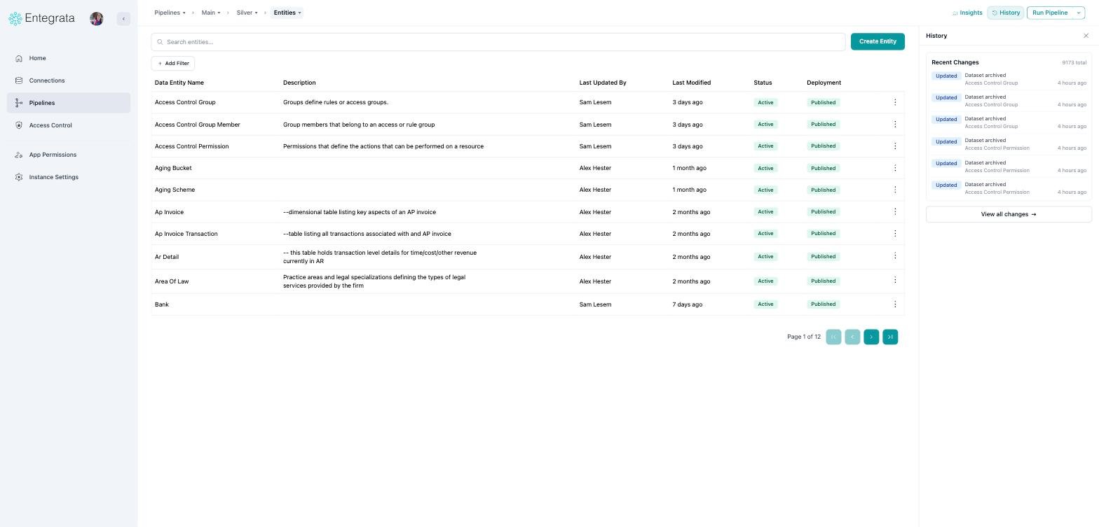 History panel showing recent changes with a View all changes button