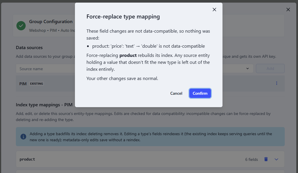 An incompatible type change