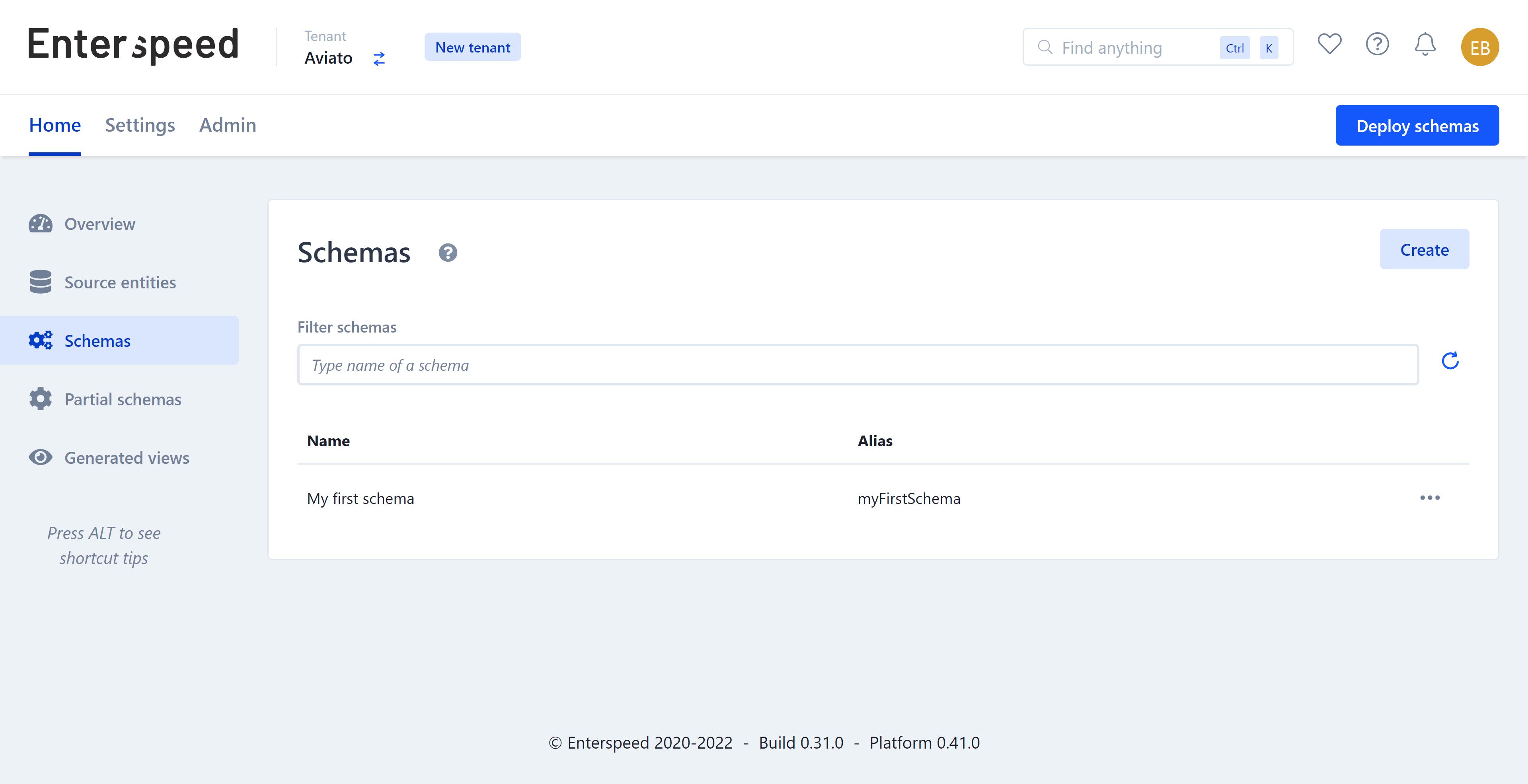 Create new schema