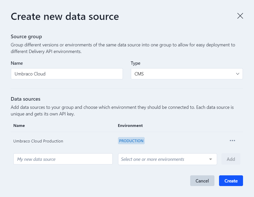 Create source Enterspeed
