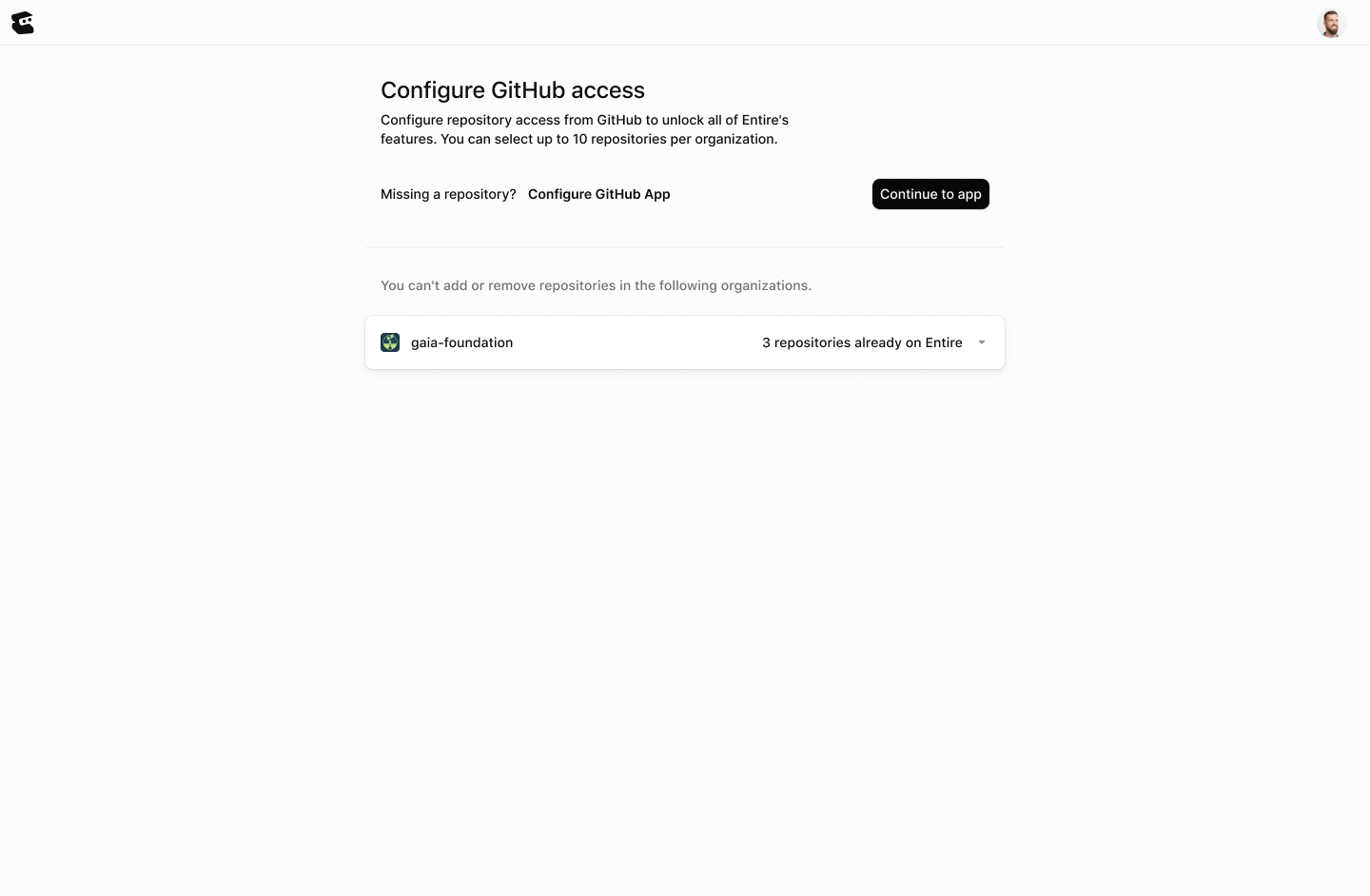Non-admin repository access state in Entire.io