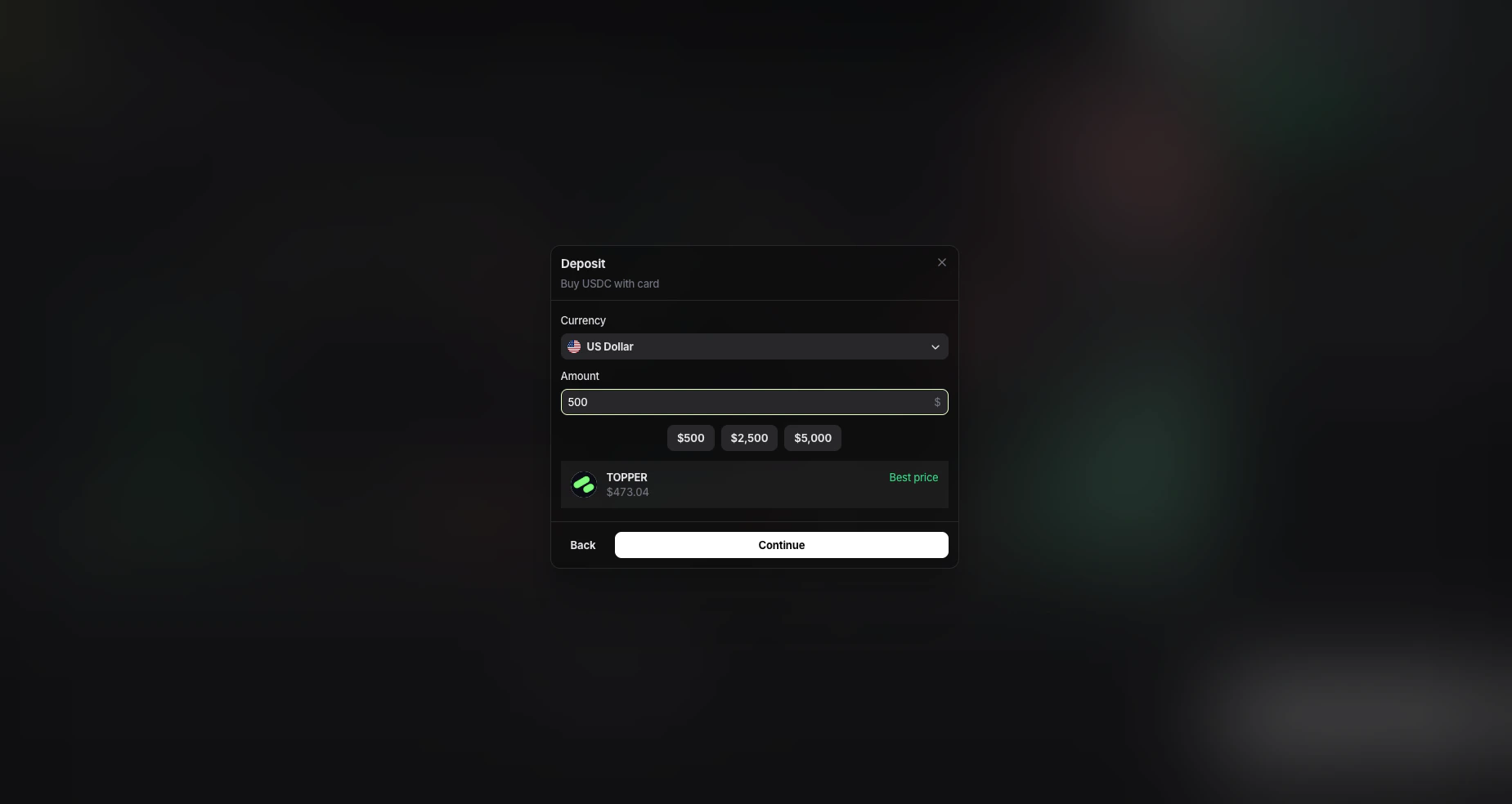 Card deposit provider selection