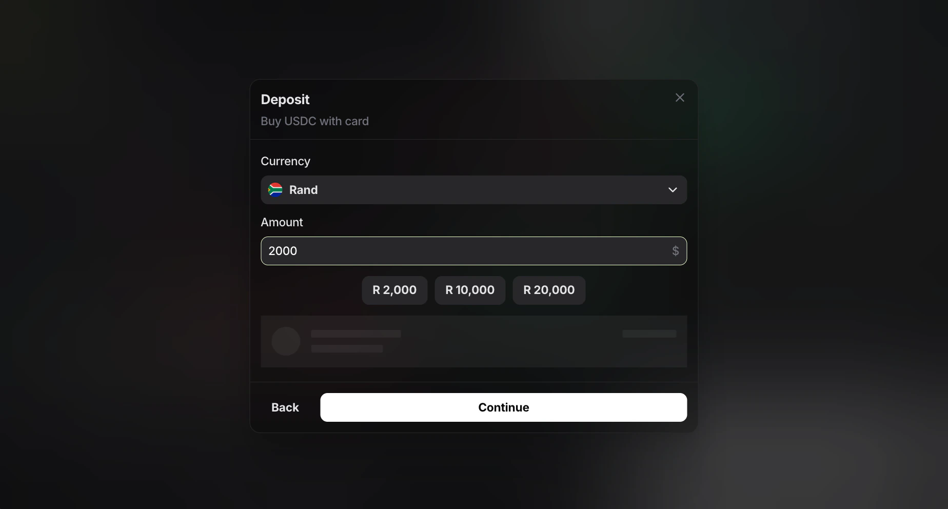 Deposit with card