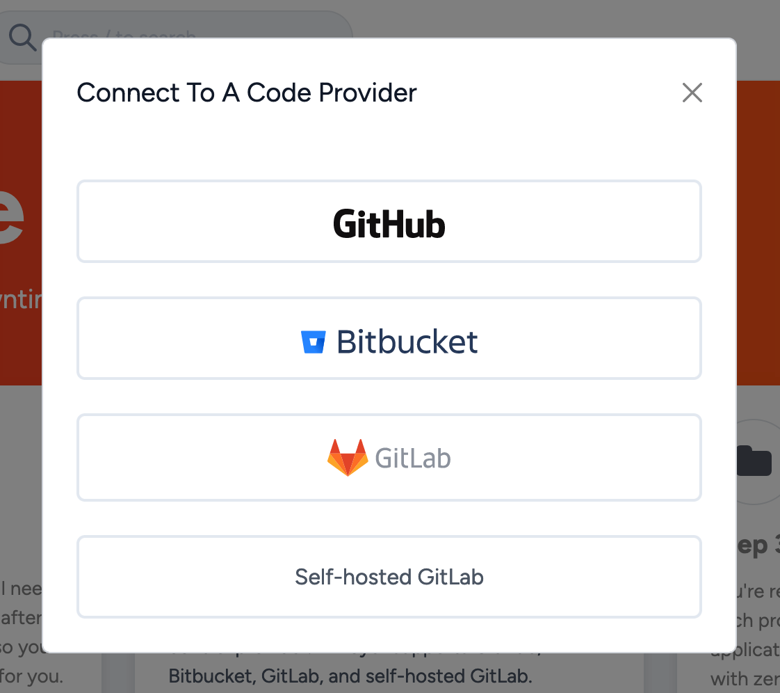 Selecting a source control provider