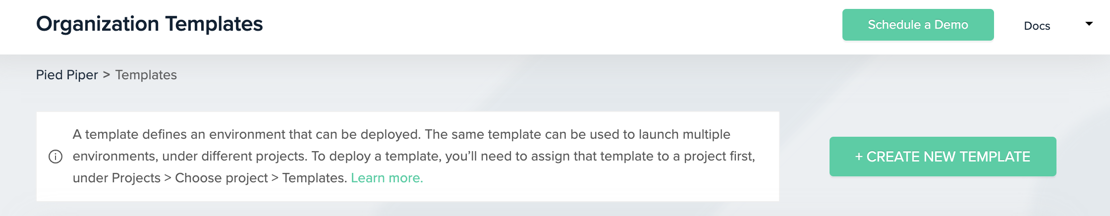 Create new template button