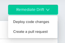 Drift detection interface showing options to align cloud with code or update code with cloud changes