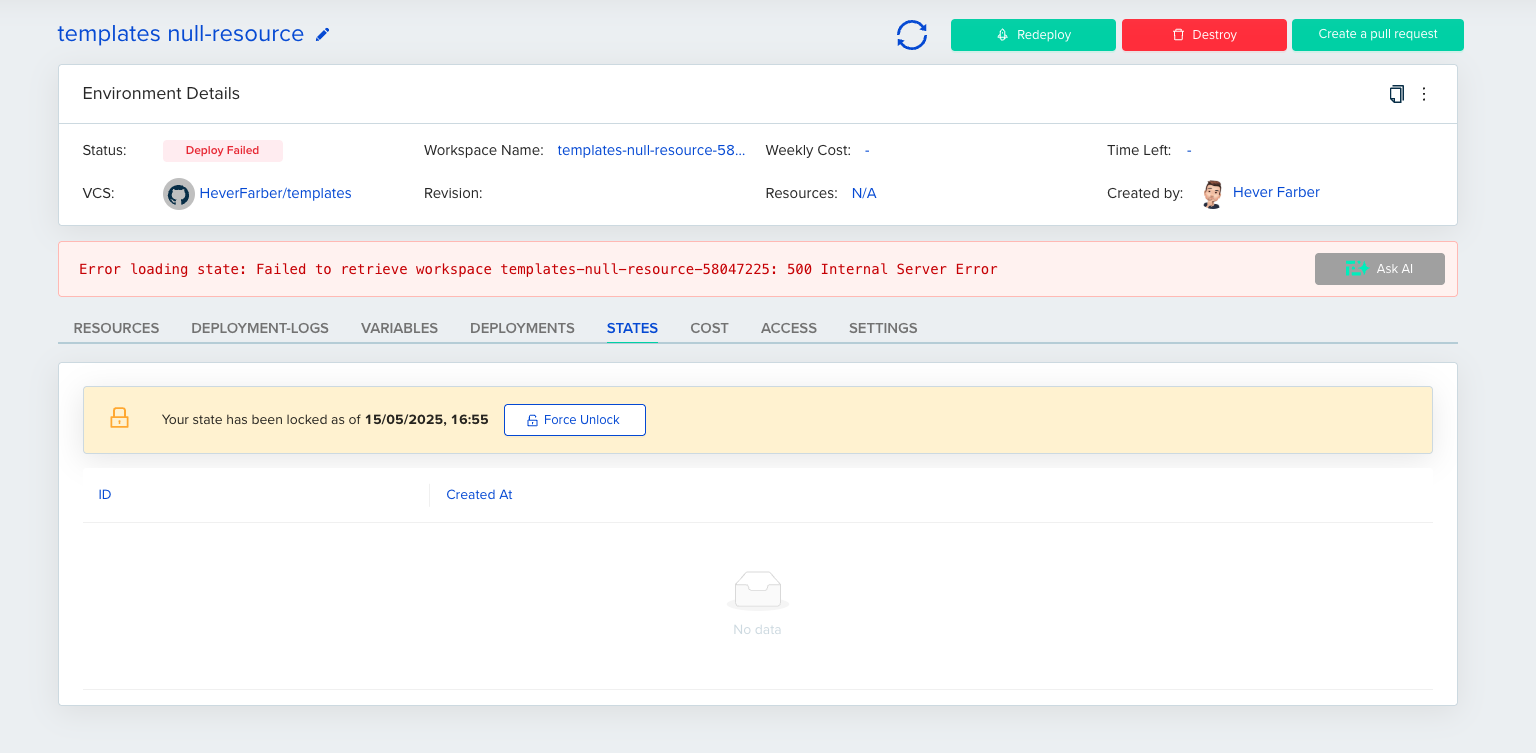Remote state unlock interface showing manual unlock option for locked state