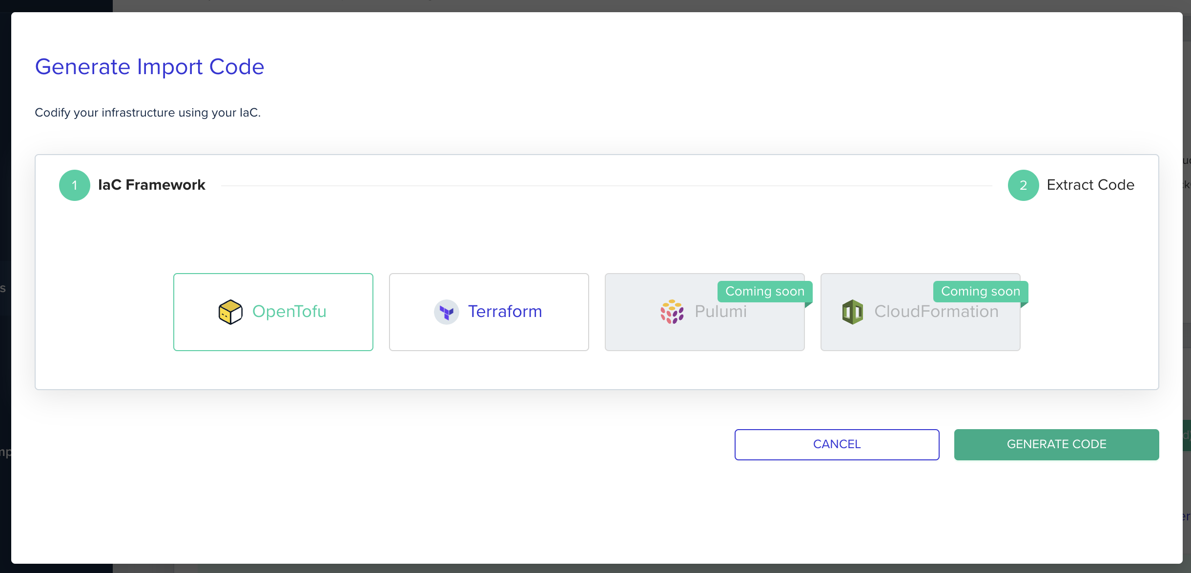 Interface screenshot showing configuration options