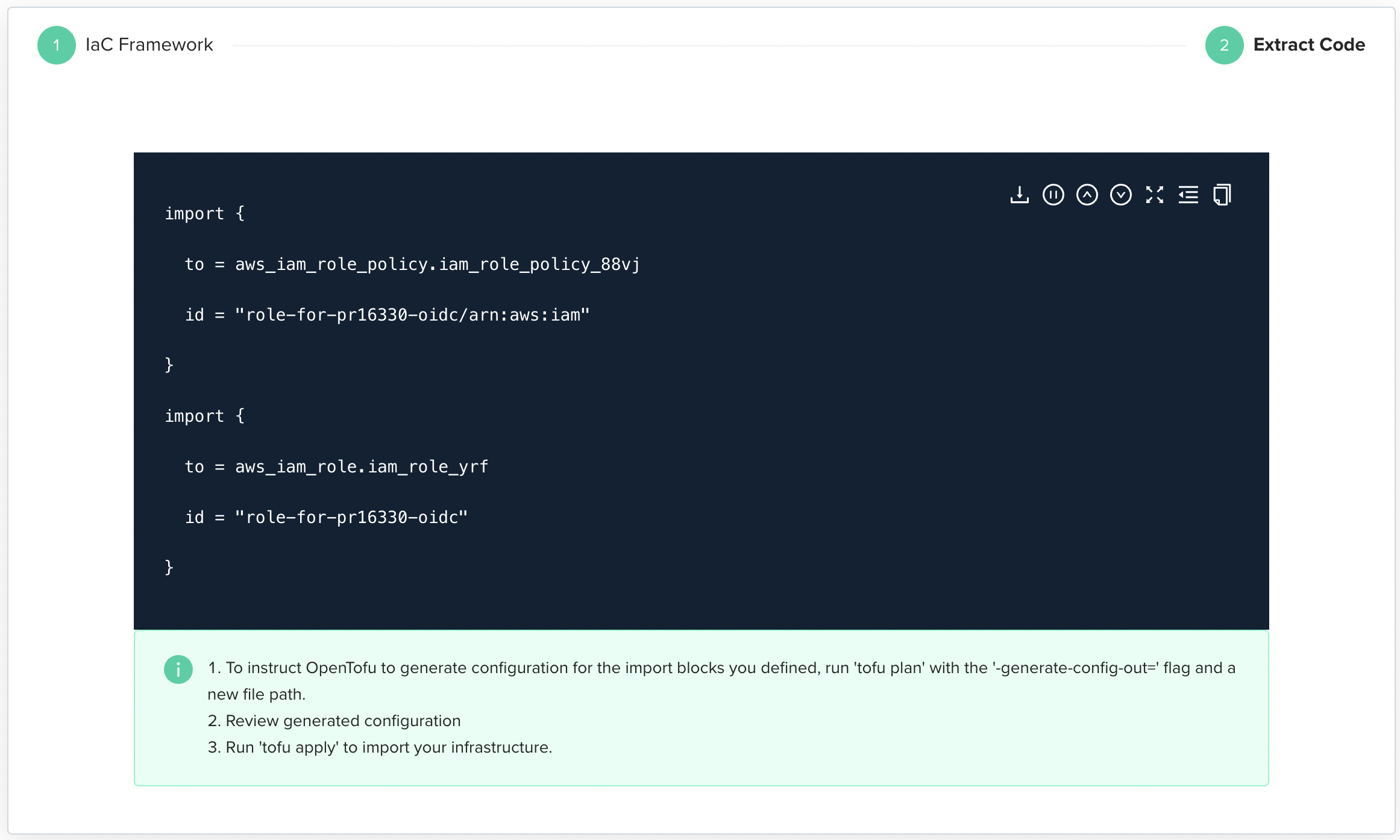Interface screenshot showing configuration options