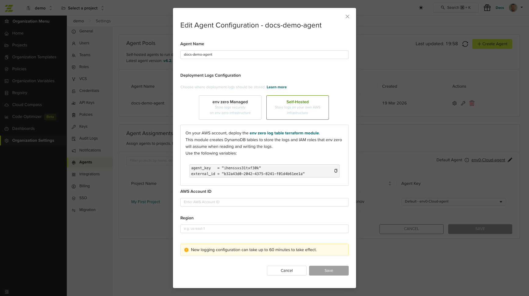 Hosting Deployment Logs - env zero docs