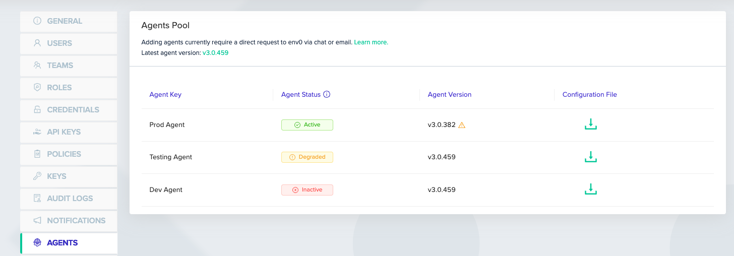 Monitoring Self-Hosted Agents - env zero docs