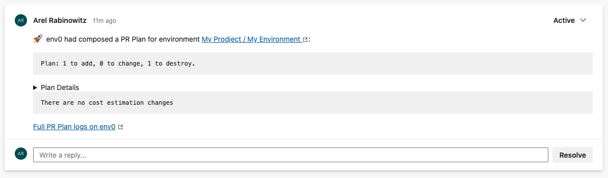 Azure DevOps PR plan finished successfully