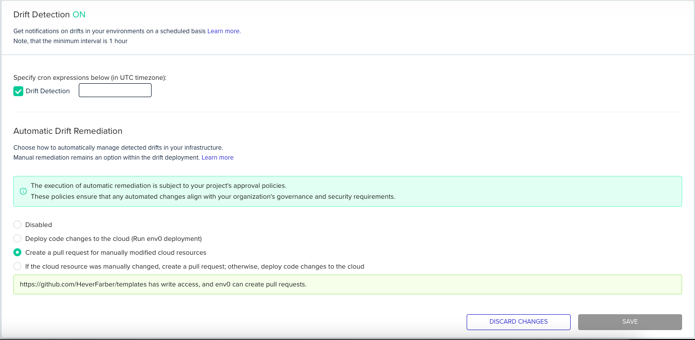 Remediate Drift - env zero docs