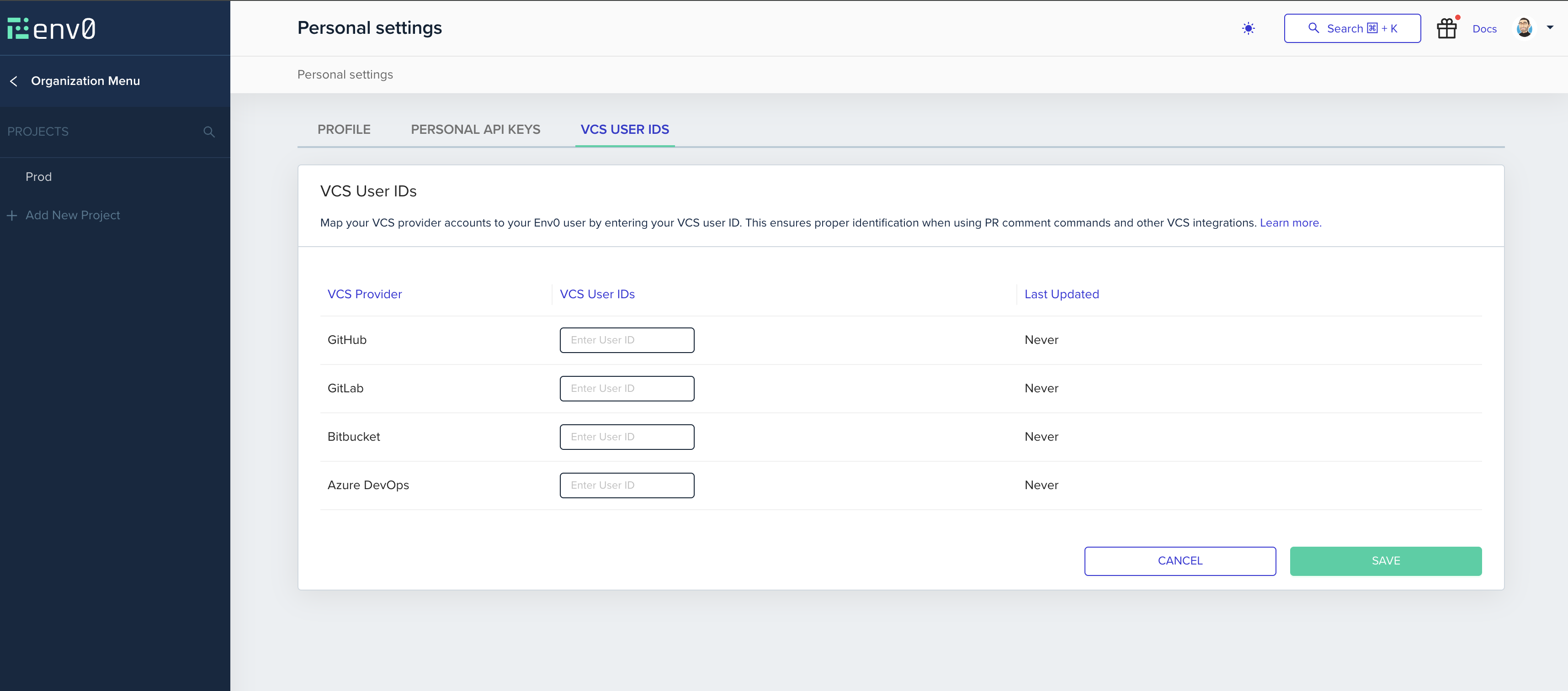 Interface screenshot showing configuration options