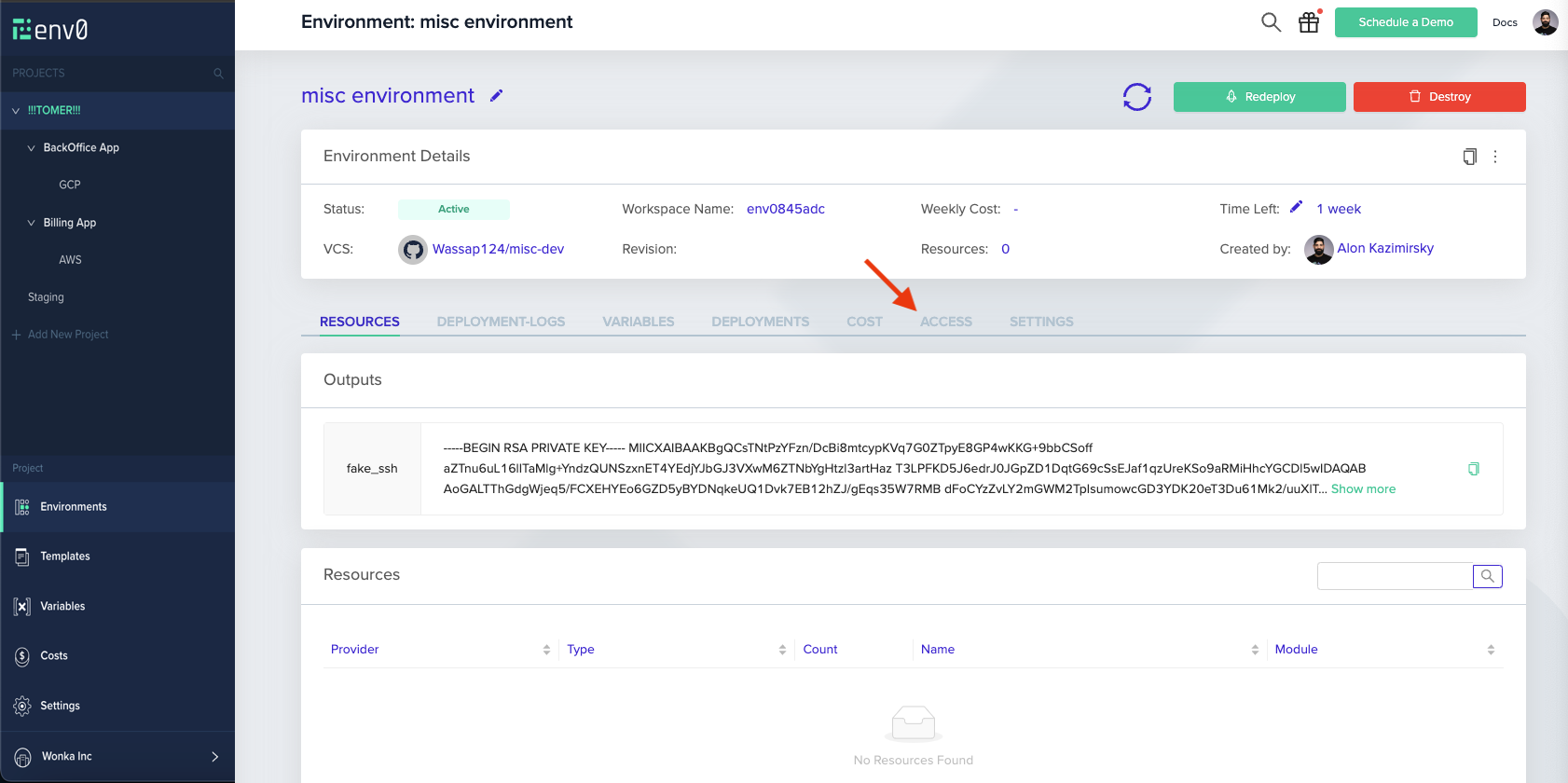 Environment Access - env zero docs