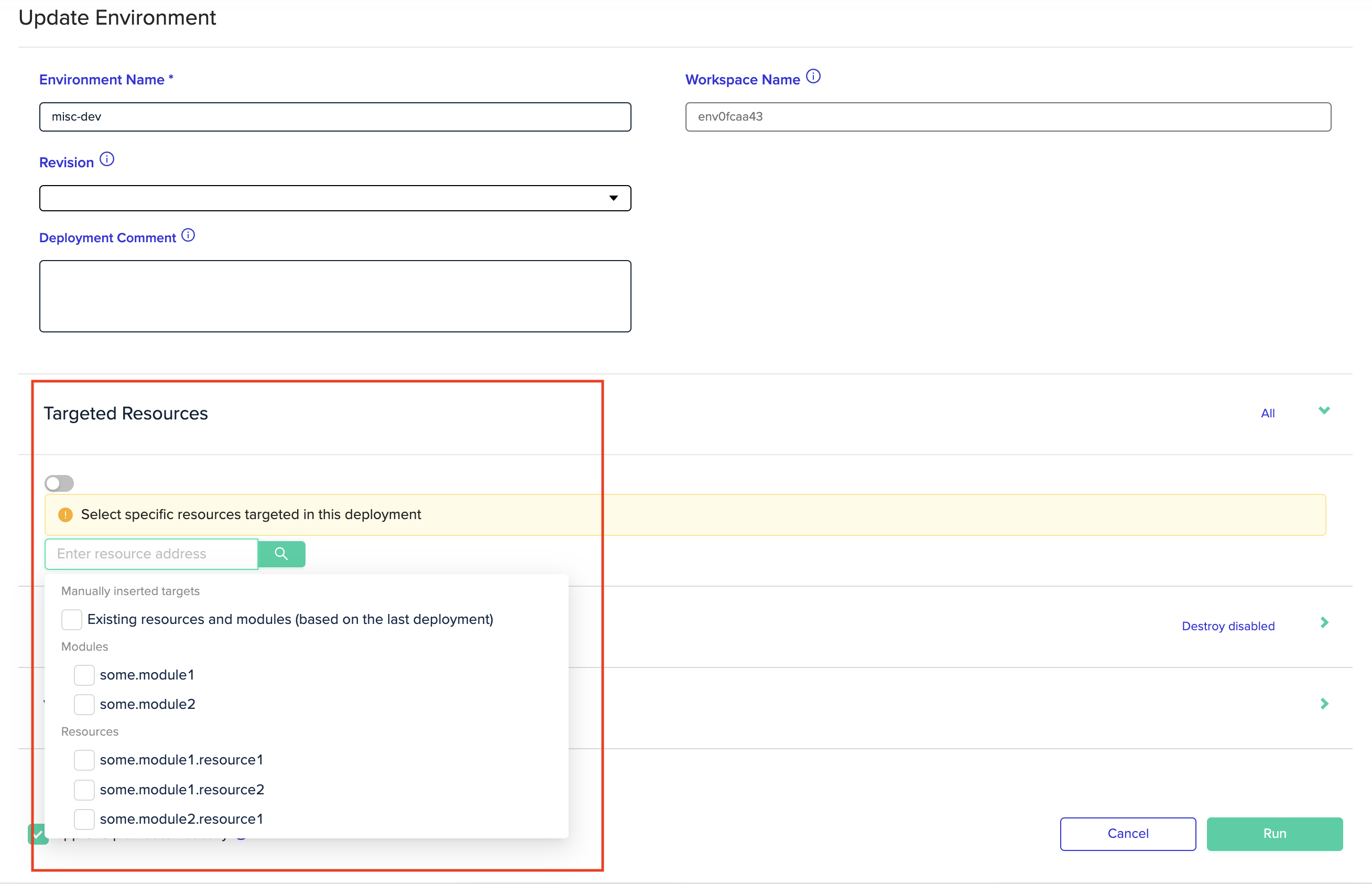 Performing Targeted Deployments - env zero docs