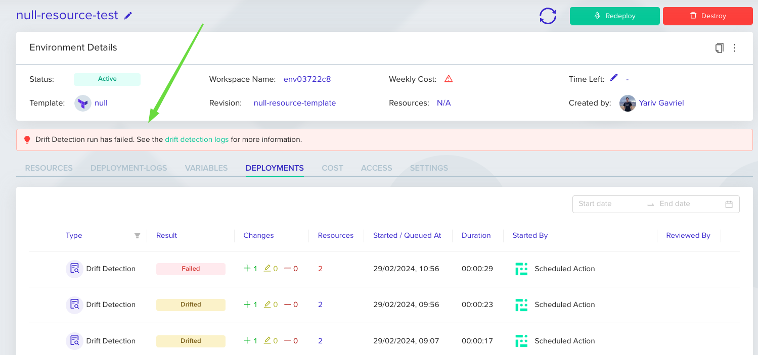Drift Detection - env zero docs