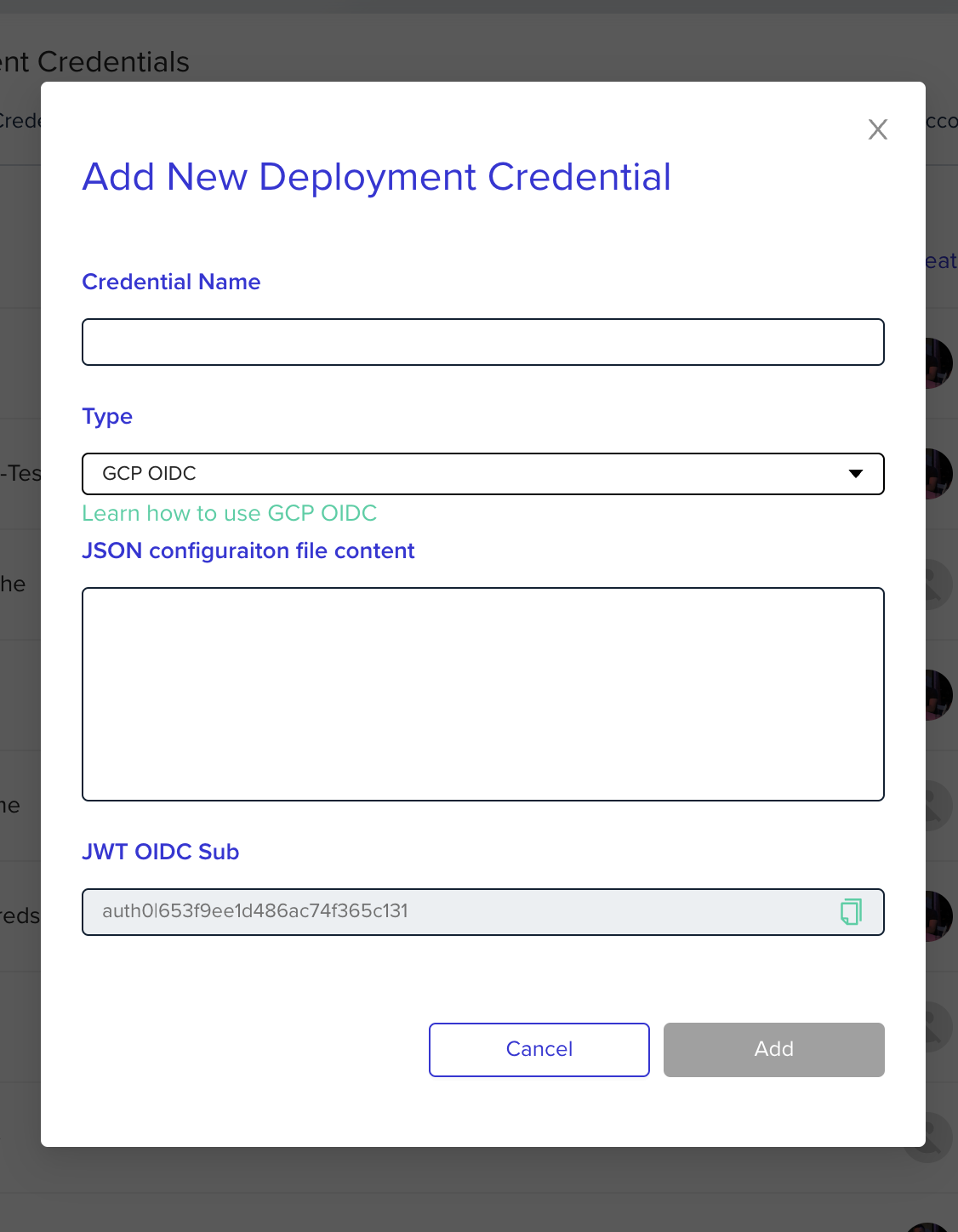 Interface screenshot showing configuration options