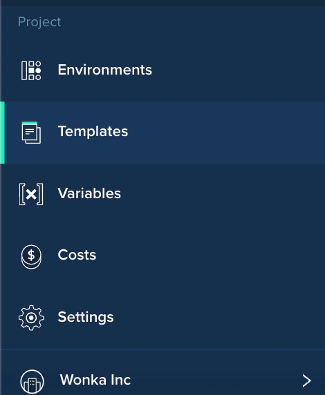 Project template management interface showing template checkbox selection