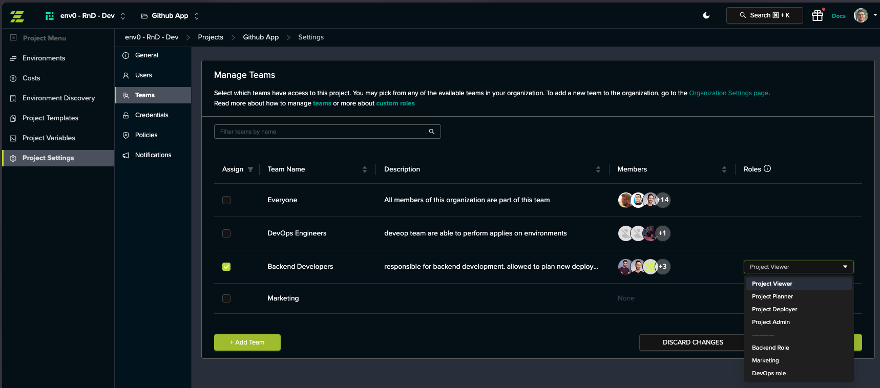 Project Team Role Assignment