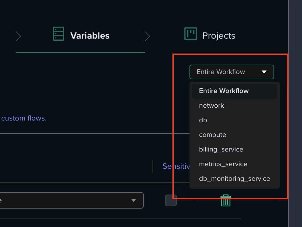 Workflow template wizard showing sub-environment template selection