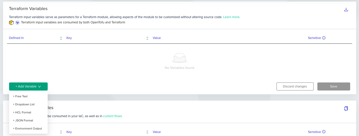 Environment Outputs Variable Selection
