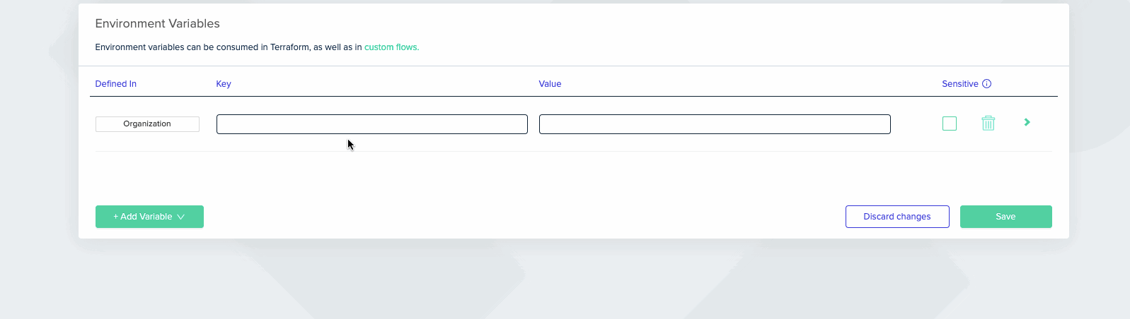 Variables description interface
