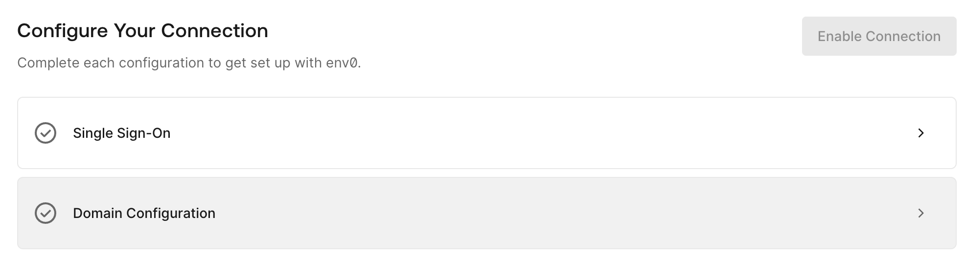 Self-service SSO configuration form showing Single Sign-On and Domain Configuration steps