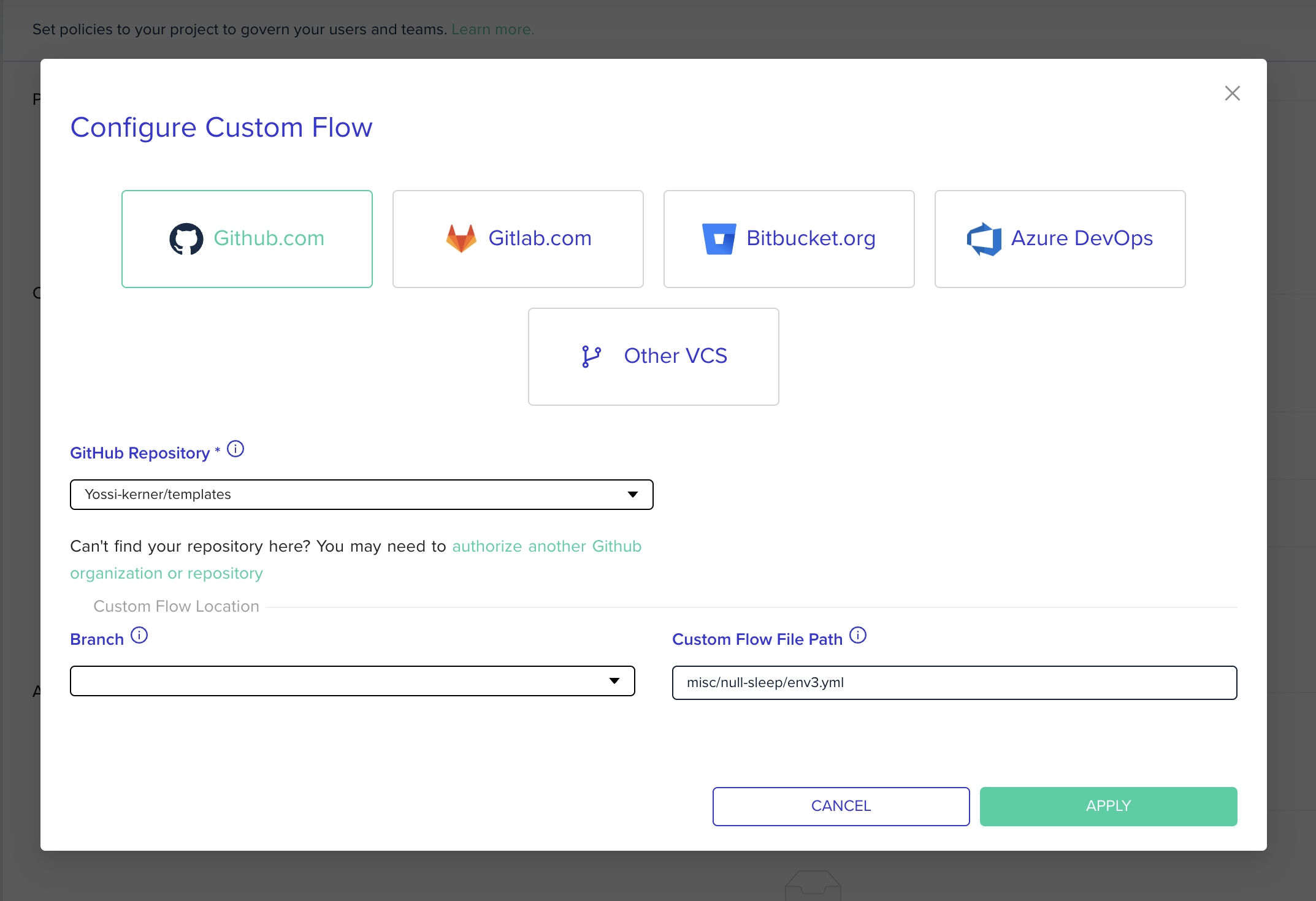 Project-Level Custom Flow - env zero docs