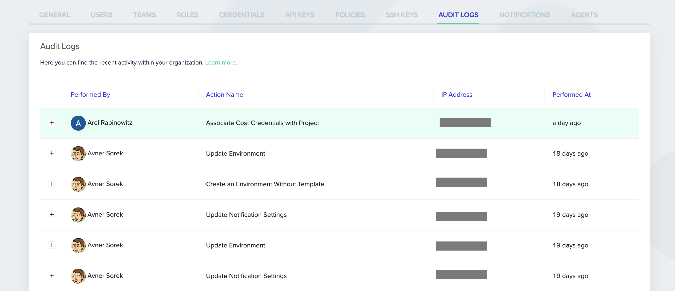 View Audit Logs - env zero docs