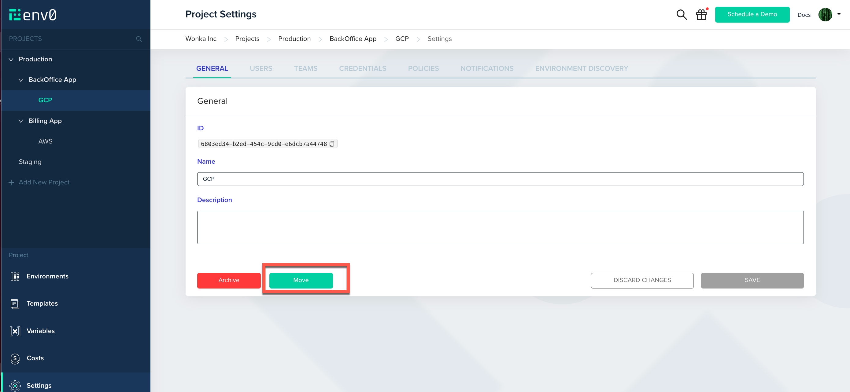 Interface screenshot showing configuration options