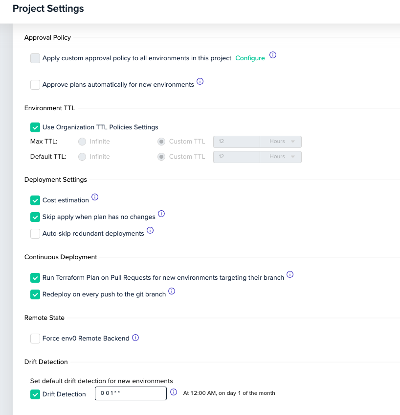 Interface screenshot showing configuration options