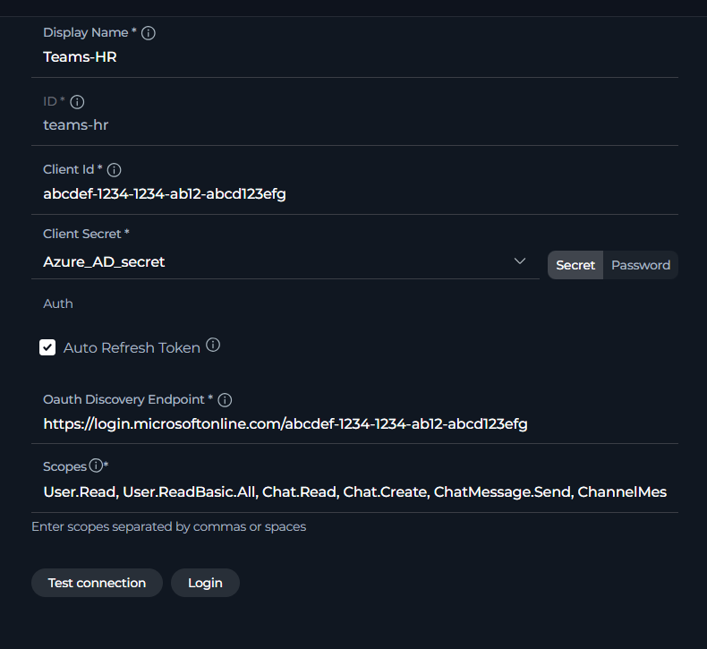 Teams Credential - Configuration