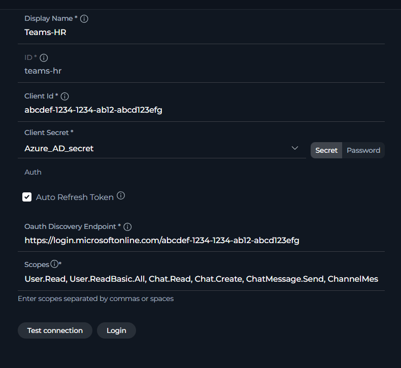 Teams Credential - Configuration