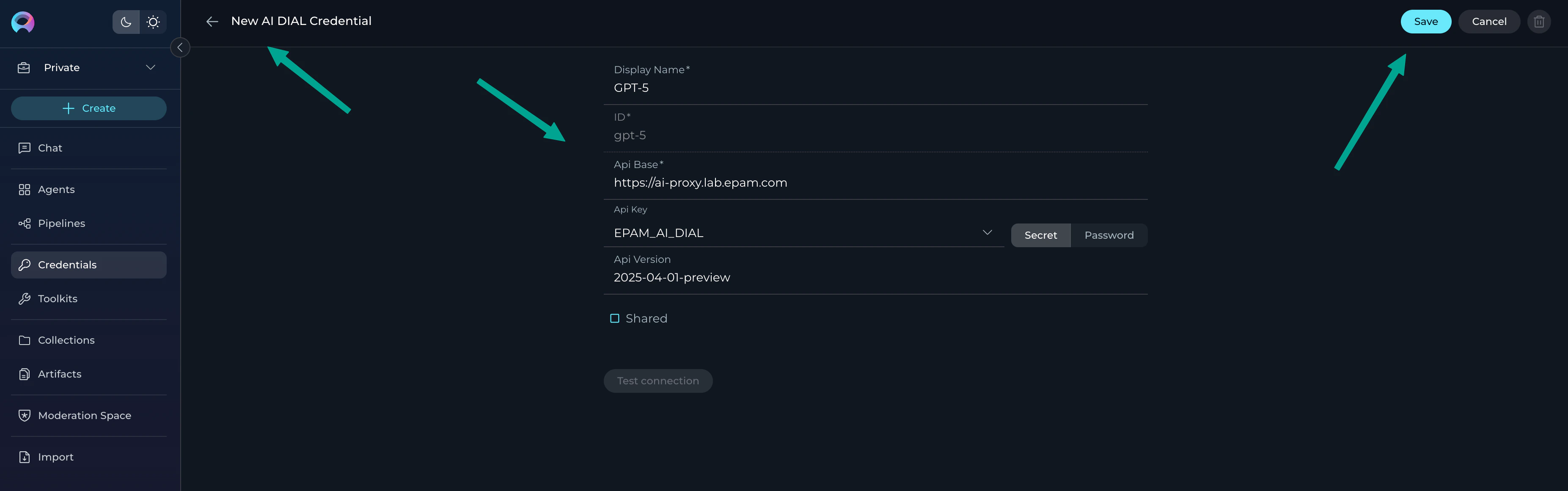 AI Dial Credential Form