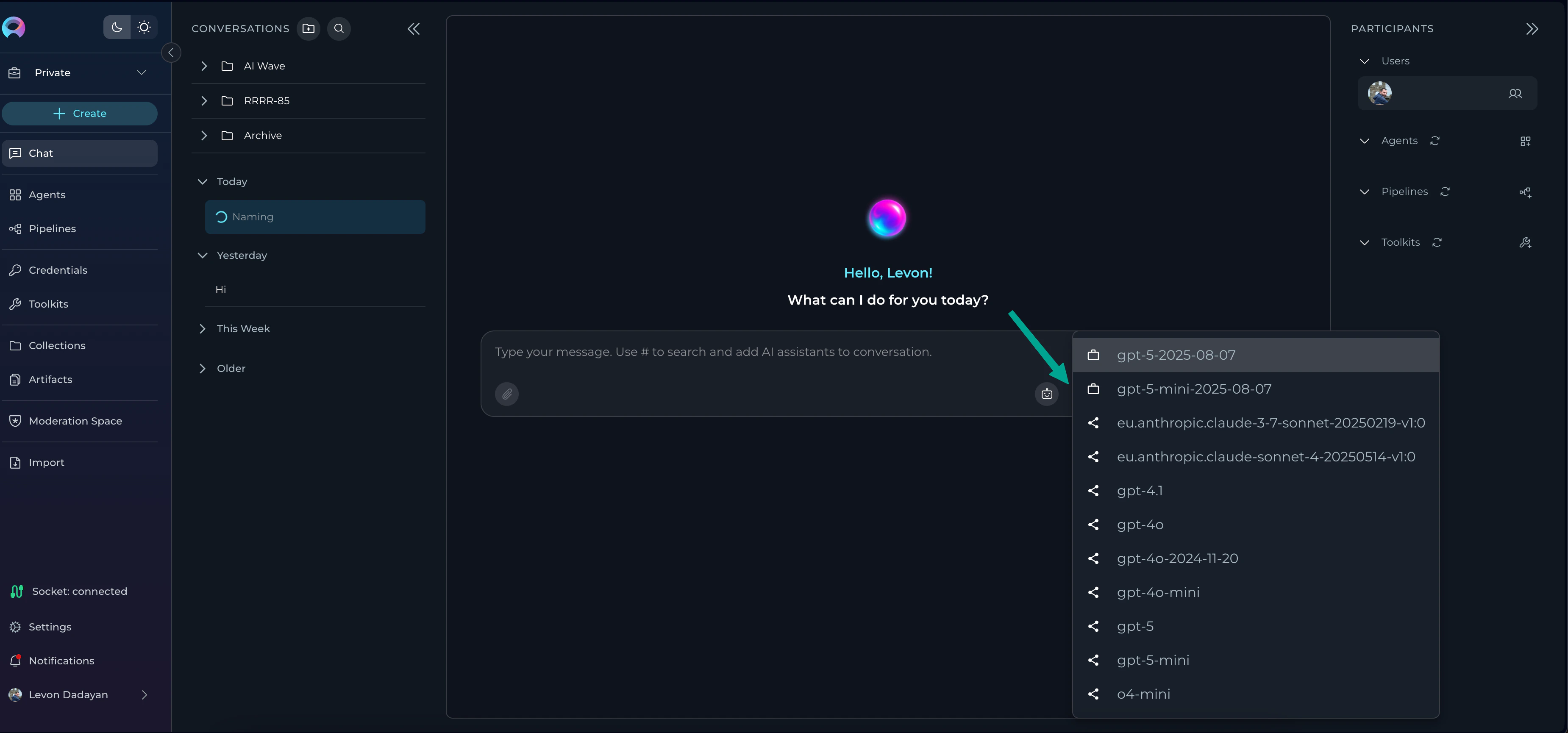LLM-model-visible-in-new-conversation