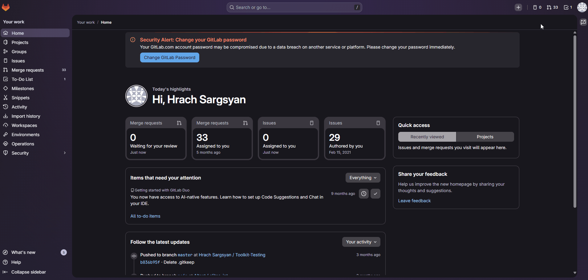 Navigate to Access Tokens