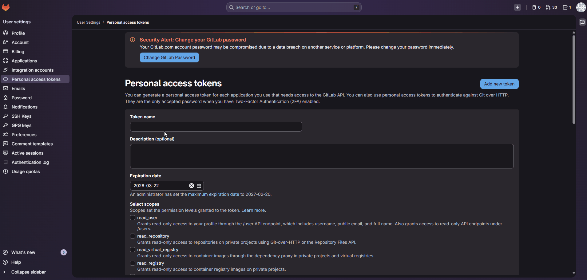 Generate a Personal Access Token