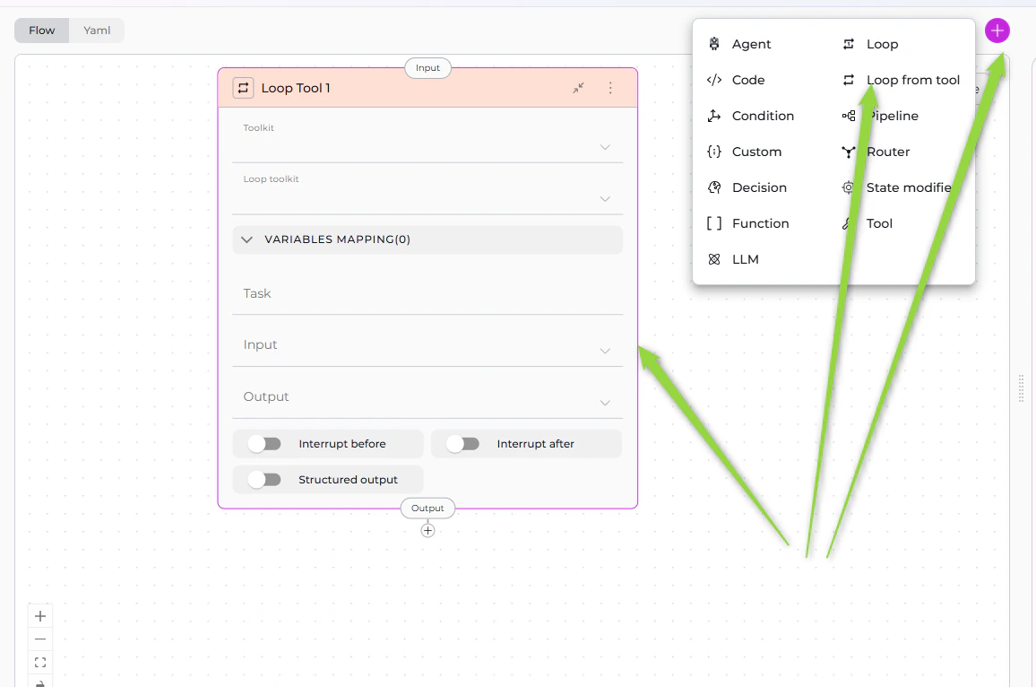 Loop from Tool Node Interface