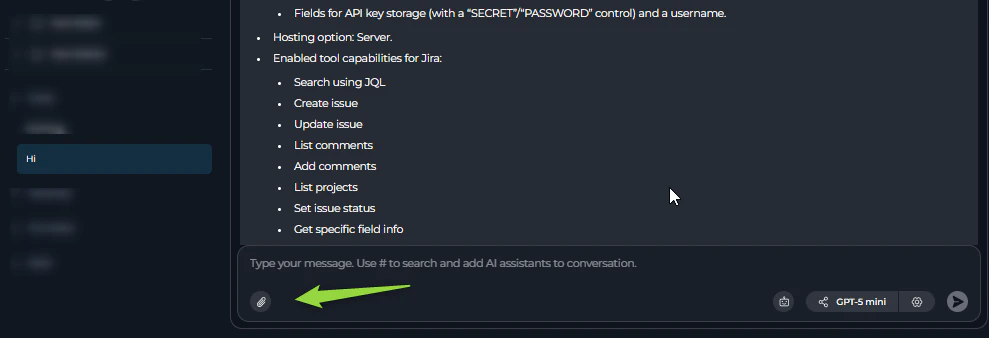 Attachment Settings chat
