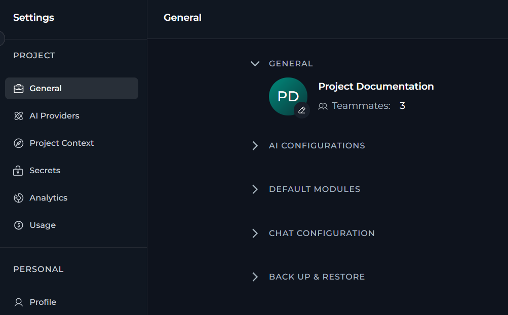 General settings