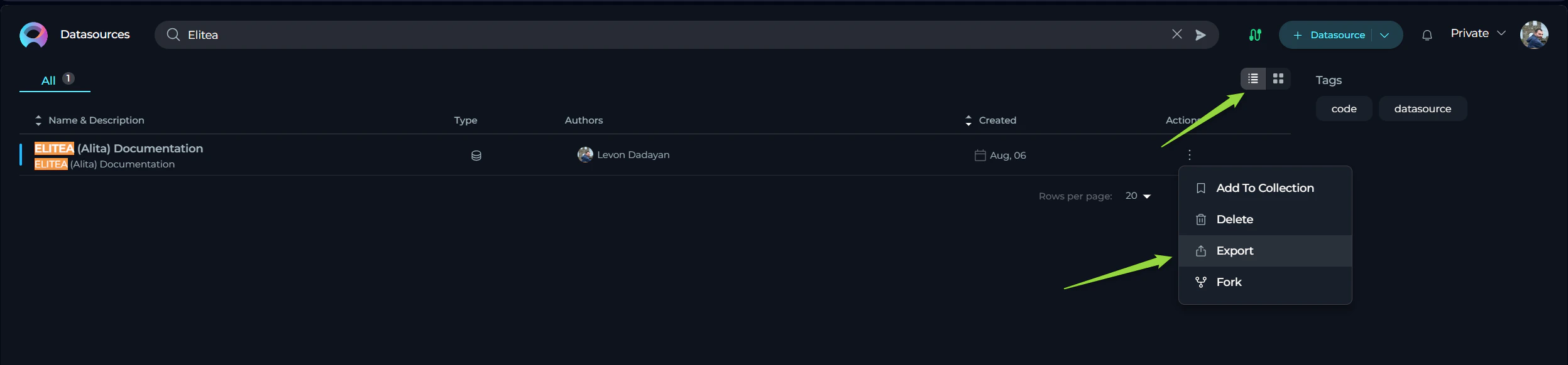 Datasource-Export