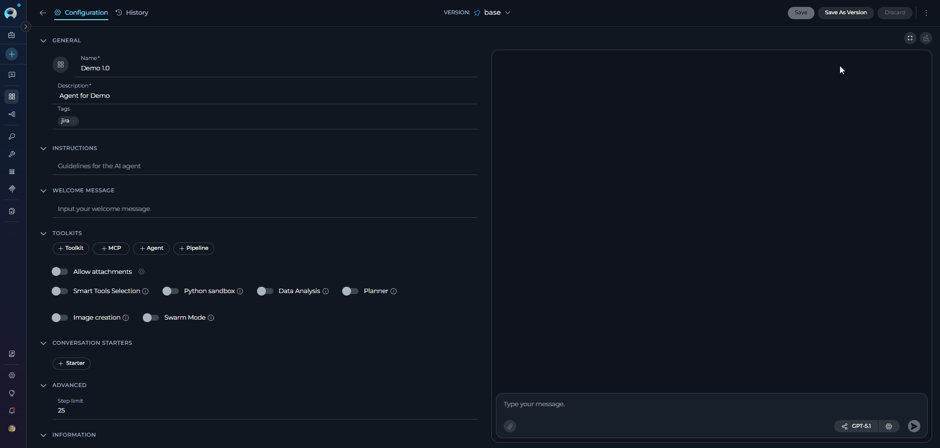 Creating a new version